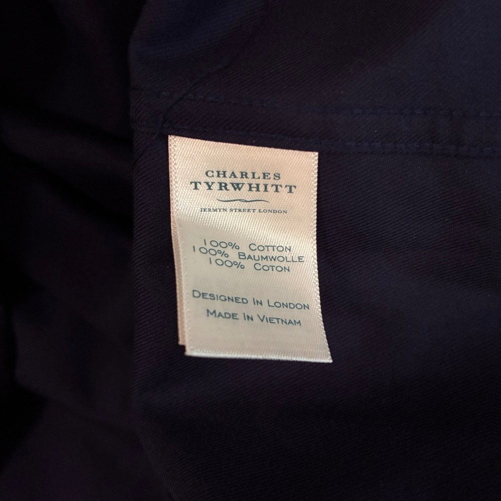 Charles Tyrwhitt Shirt Navy Cotton New Slim Fit 16.5/34 Quiet luxury - Picture 4 of 10